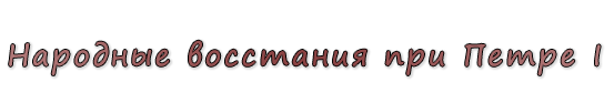  «Народные восстания при Петре I»
